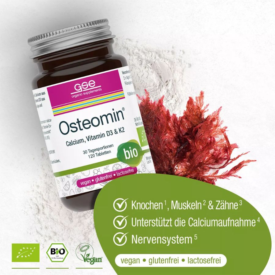 GSE Osteomin® (Bio), Calcium, Vitamin D3 & K2, 120 Tabletten à 700 mg, 84g