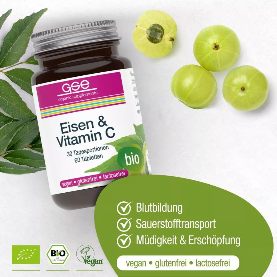 GSE Eisen & Vitamin C Complex (Bio), 60 Tbl. à 500 mg, 30g