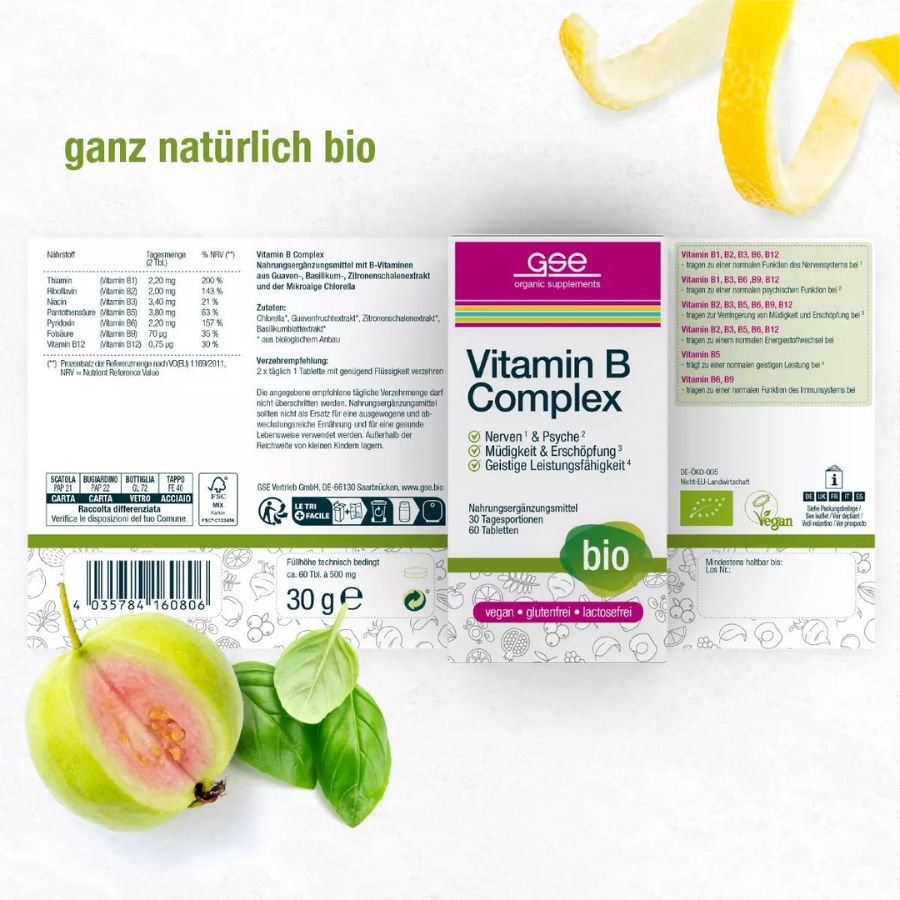 GSE Vitamin B Complex (Bio), 60 Tabl. à 500mg, 30g