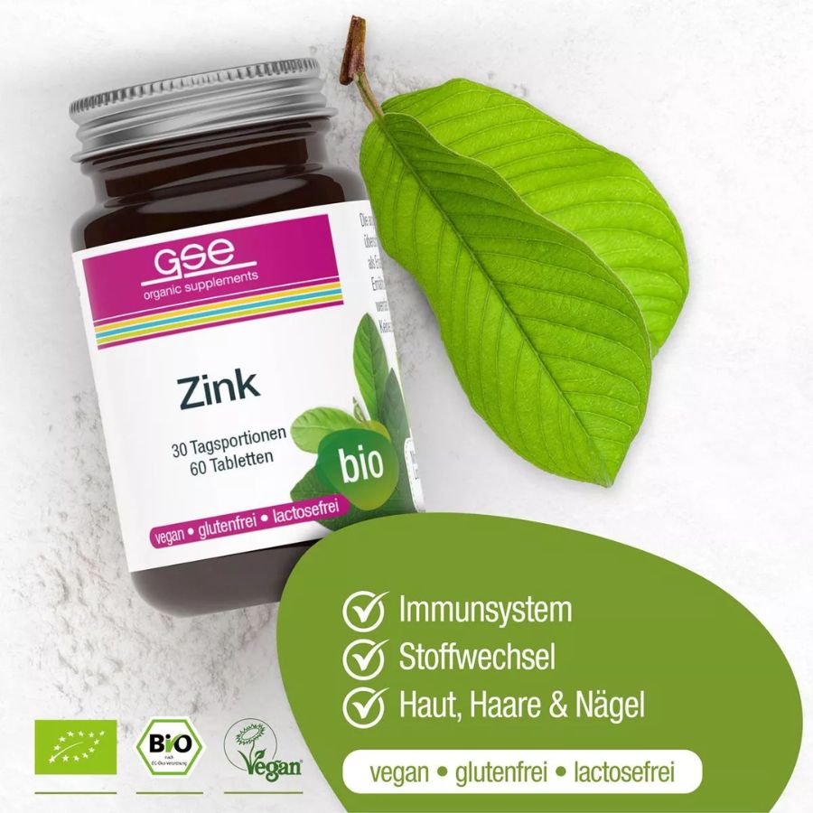 GSE Zink Compact (Bio), 60 Tabl. à 500 mg, 30g