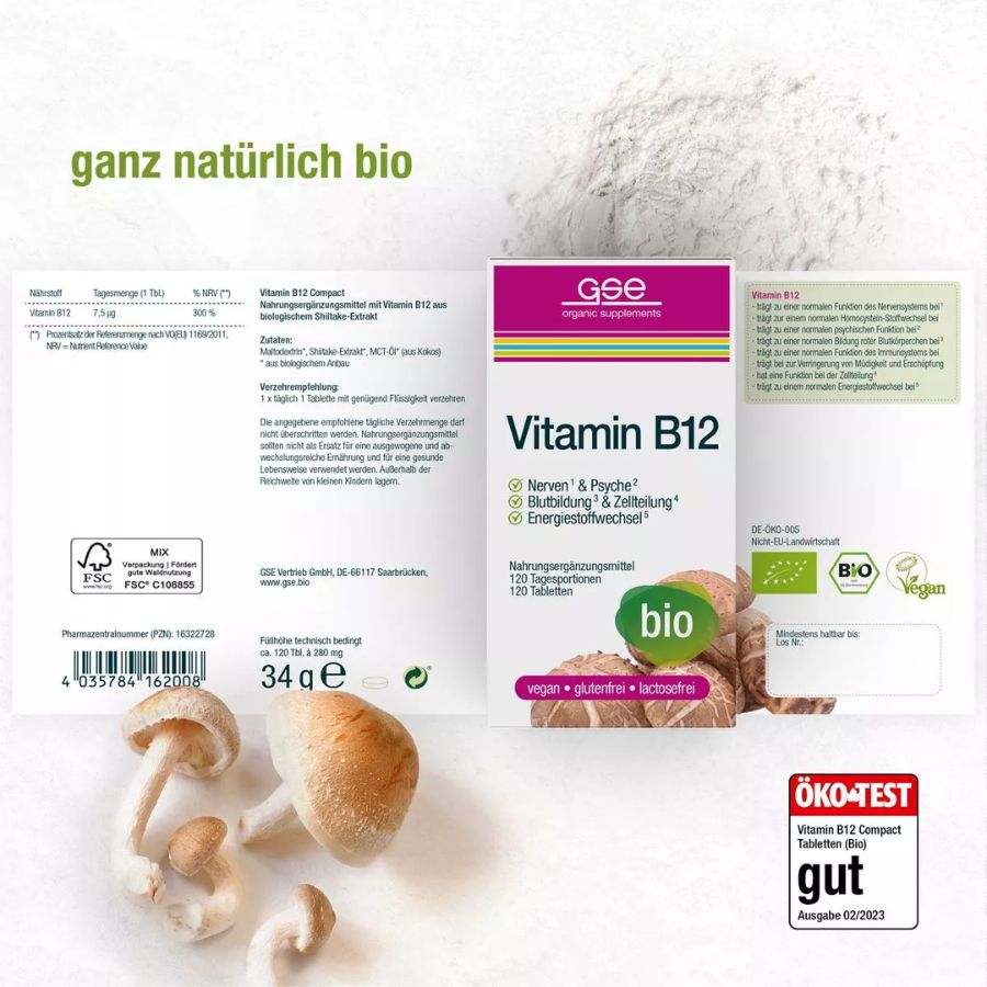 GSE Vitamin B12 Compact (Bio), 120 Tabl. à 280 mg, 34g