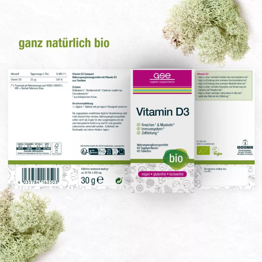 GSE Vitamin D3 Compact (Bio), 60 Tabl. à 500 mg, 30g