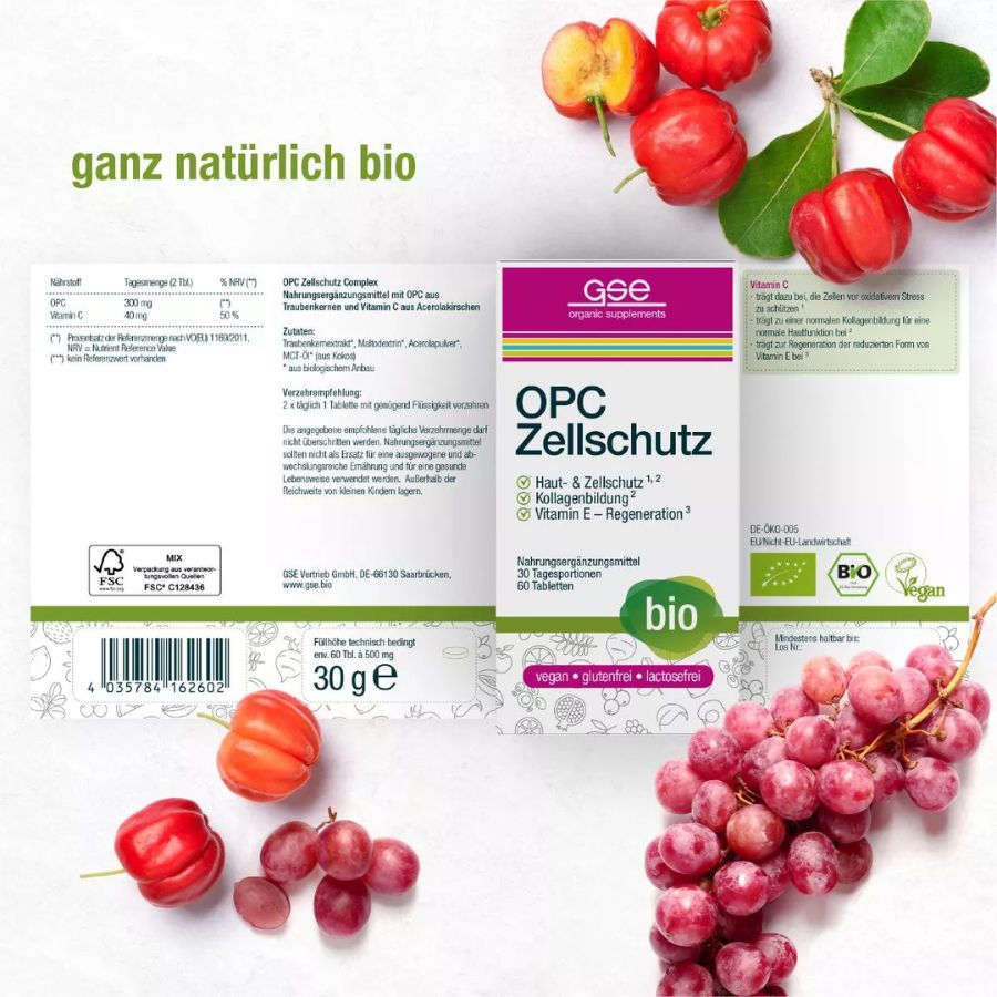 GSE OPC Zellschutz Complex (Bio), 60 Tabl. à 500 mg, 30g