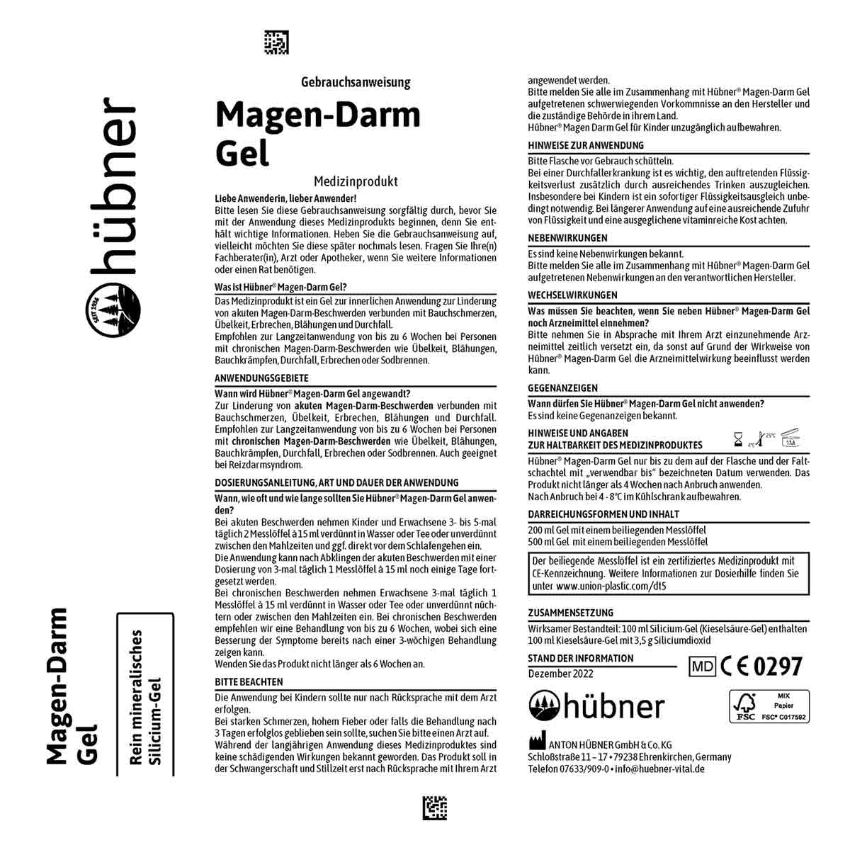 Gebrauchsinformation hübner Magen-Darm Gel GI04013-01