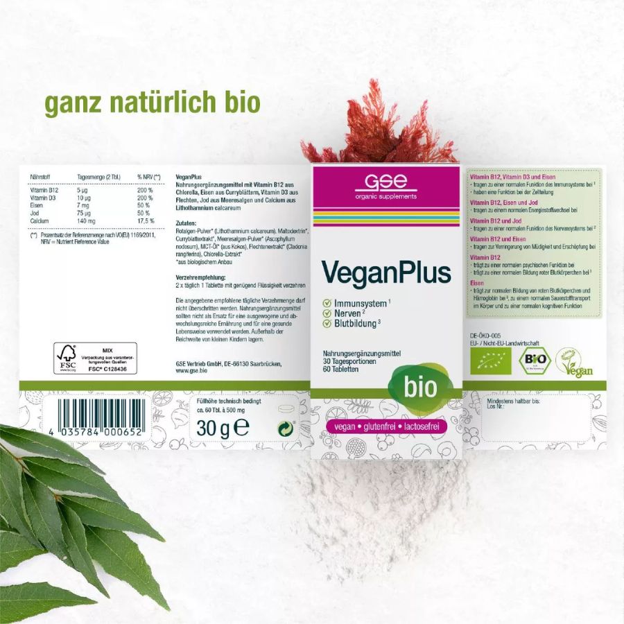GSE VeganPlus (Bio), 60 Tabl. à 500 mg, 30g