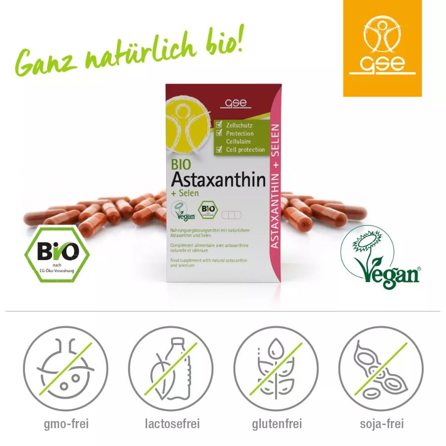 GSE BIO Astaxanthin + Selen, 45 Kapseln à 375 mg, 17g