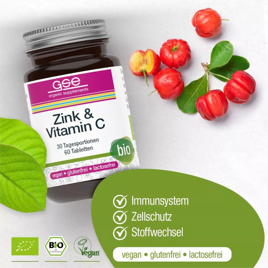 GSE Zink & Vitamin C Complex (Bio), 60 Tbl. à 500 mg, 30g